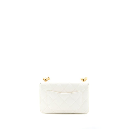 Chanel 22S Giant Chain Flap Shoulder Bag Lambskin White Brushed GHW (Microchip)