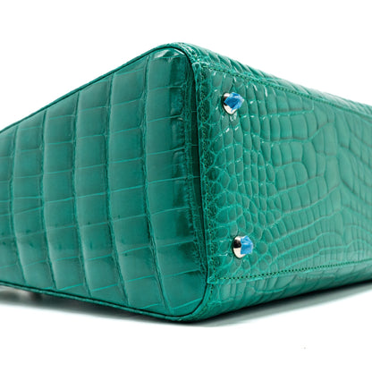 Dior medium lady dior crocodile green with crystal