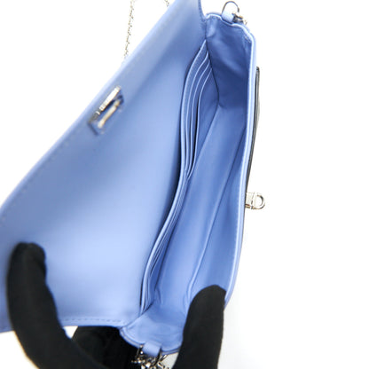 Dior Evening Wallet on chain Light Blue/ black/ White
