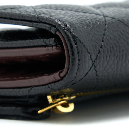 Chanel Classic Compact Wallet Caviar Black LGHW (Microchip)