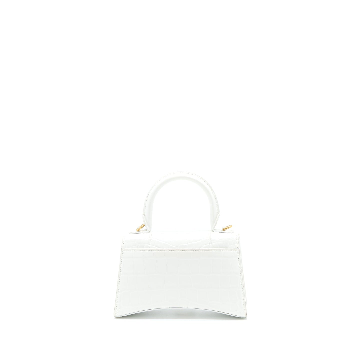 Balenciaga Hourglass Crocodile-Embossed Calfskin White