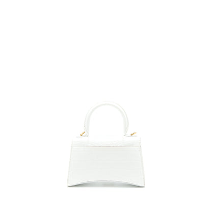 Balenciaga Hourglass Crocodile-Embossed Calfskin White