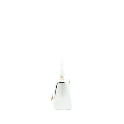 Balenciaga Hourglass Crocodile-Embossed Calfskin White