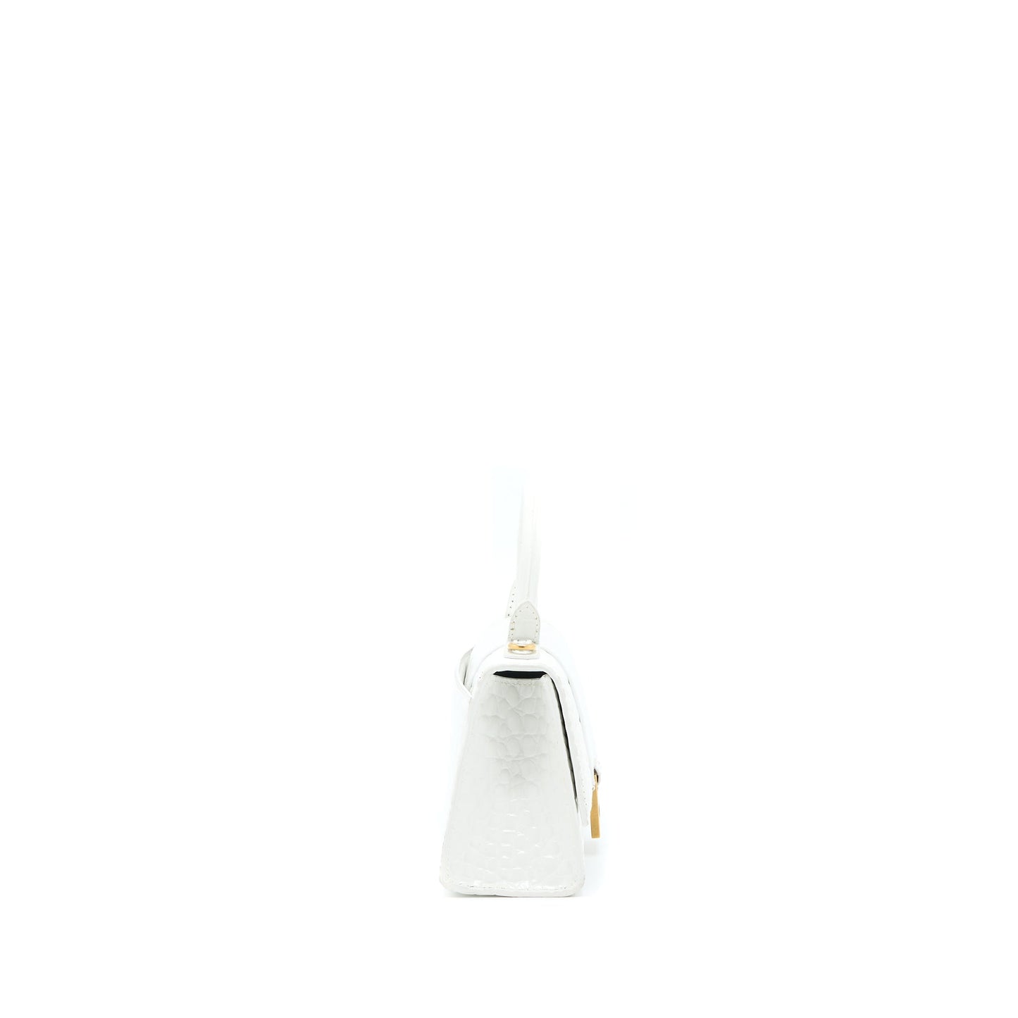 Balenciaga Hourglass Crocodile-Embossed Calfskin White