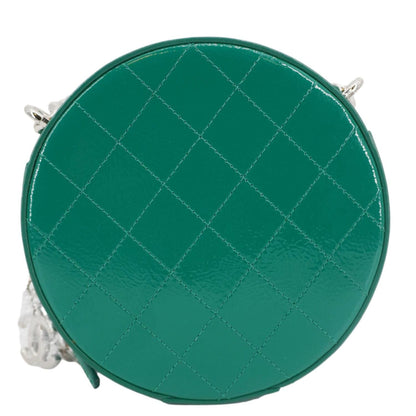 CHANEL Round as Earth Patent Leather Crossbody Bag Green