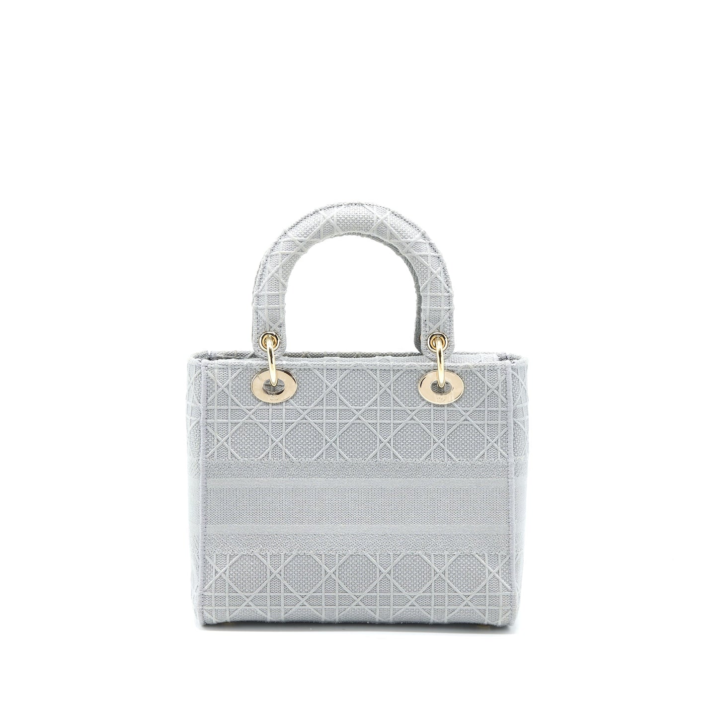 Dior Medium Lady D-lite Purse Cannage Embroidery Grey