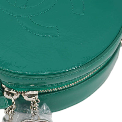 CHANEL Round as Earth Patent Leather Crossbody Bag Green