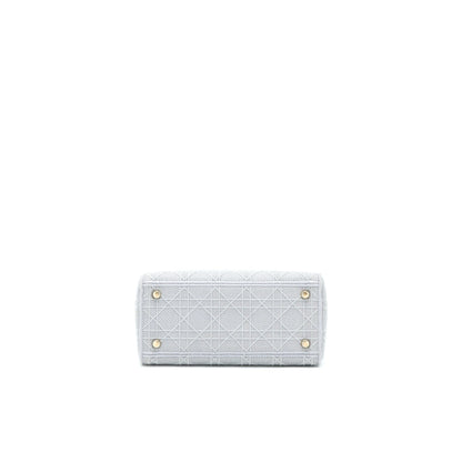 Dior Medium Lady D-lite Purse Cannage Embroidery Grey