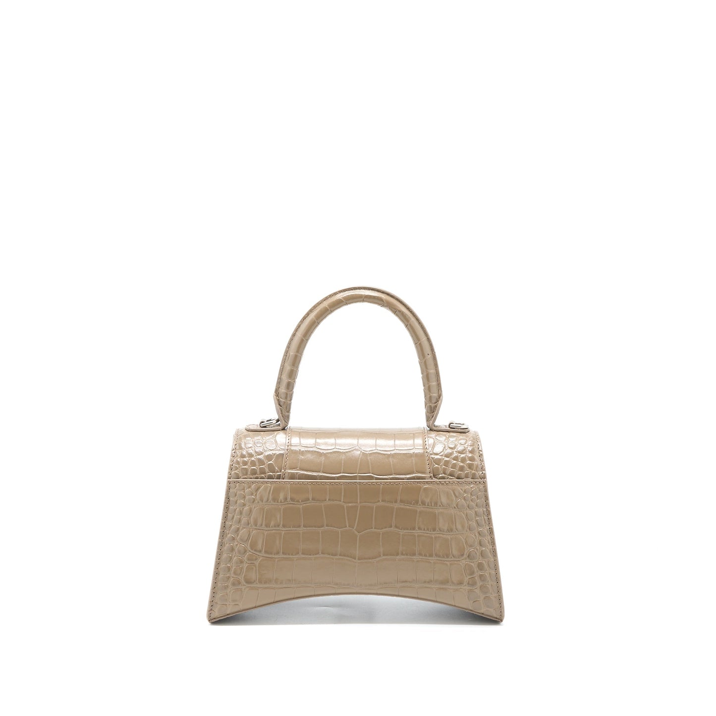 Balenciaga Small Hourglass Purse Cro Embossed Calfskin Dark Beige