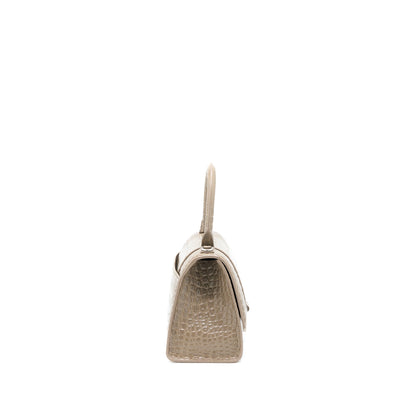 Balenciaga Small Hourglass Purse Cro Embossed Calfskin Dark Beige