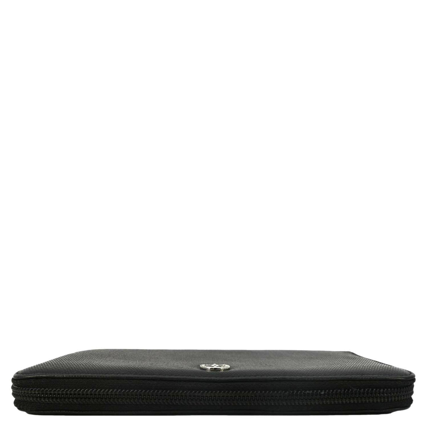 CHANEL Sevruga Leather Zip Around Wallet Black