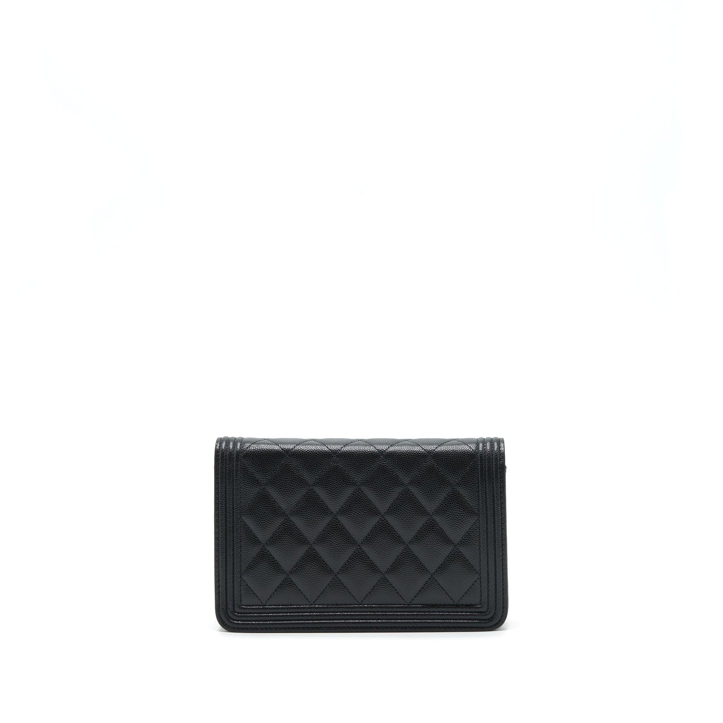 Chanel Boy Wallet On Chain Caviar Black Ruthenium Sliver Hardware (Microchipï¼