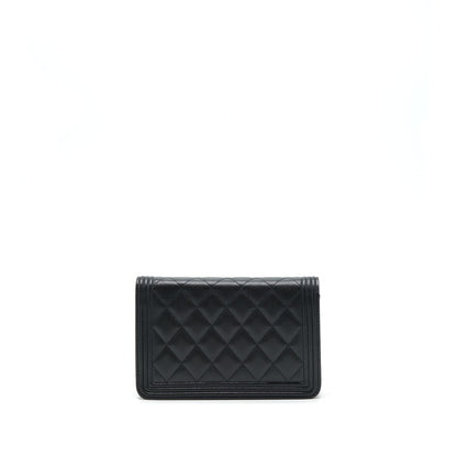 Chanel Boy Wallet On Chain Caviar Black Ruthenium Sliver Hardware (Microchipï¼