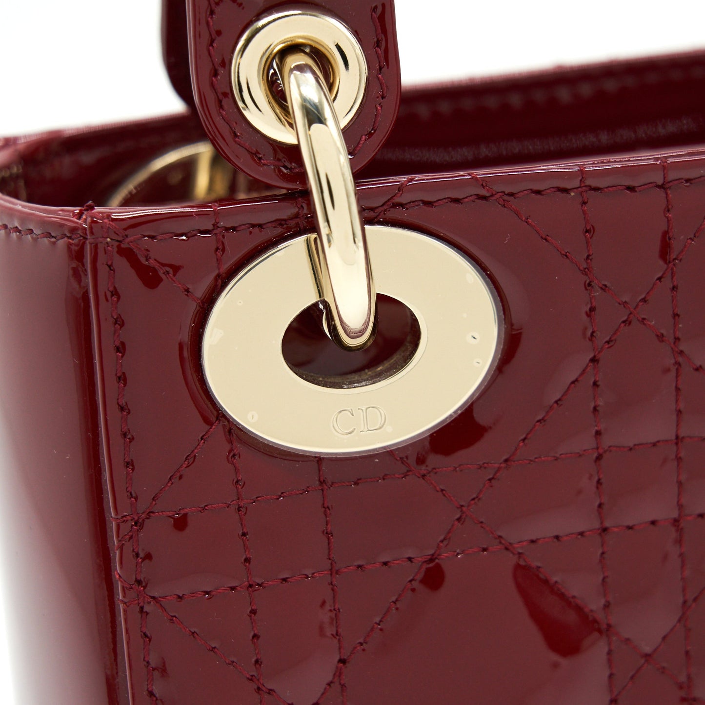 Christian Dior mini lady Dior Patent leather Red with LGHW