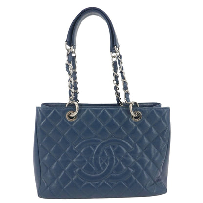 CHANEL Grand Shopping Quilted Leather Tote Bag Blue
