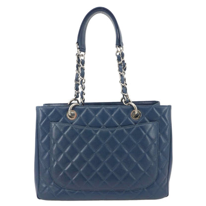 CHANEL Grand Shopping Quilted Leather Tote Bag Blue
