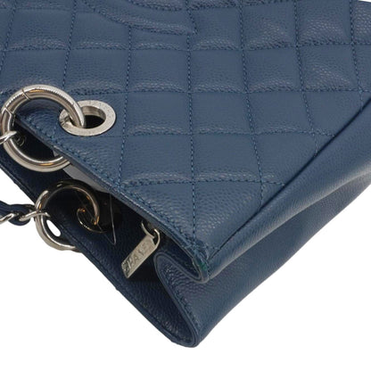 CHANEL Grand Shopping Quilted Leather Tote Bag Blue