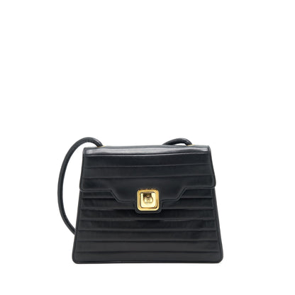 Chanel Vintage Kelly Flap Bag With Long Strap Black 24k GHW