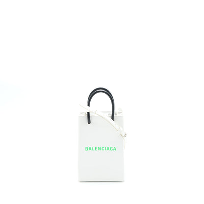 Balenciaga Mini Shopping Phone Pouch Calfskin White/Multicolour