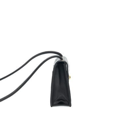 Chanel Vintage Kelly Flap Bag With Long Strap Black 24k GHW