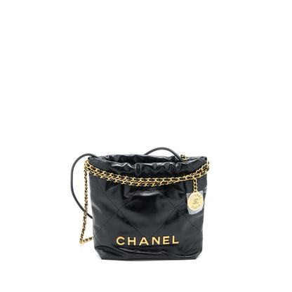 Chanel Mini 22 Bag Shiny Calfskin Black GHW (Microchip)