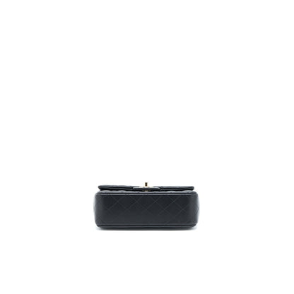 Chanel Top Handle Mini Rectangular Flap Bag Lambskin Black LGHW (Microchip)