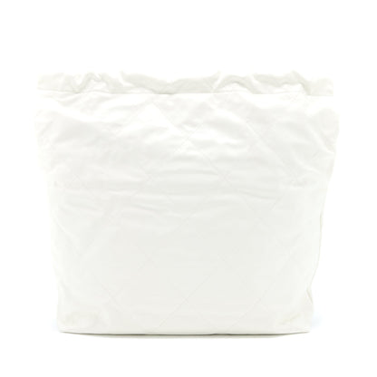 Chanel Large 22 Bag Calfskin White Brushed GHW (Microchip)