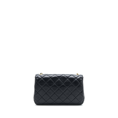 Chanel CC Logo Flap Bag Lambskin Black Multicolour Hardware (Microchip)
