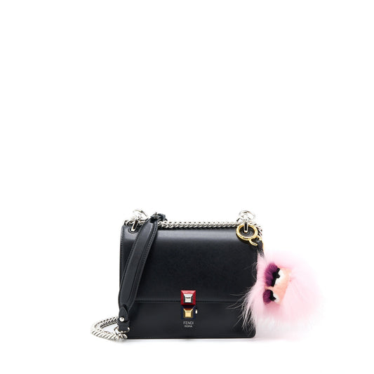 Fendi Kan I Calfskin Black With An Extra Purse Charm
