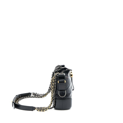 Chanel Small Gabrielle Hobo Bag Aged Calfskin Black with Multicolor Hardware