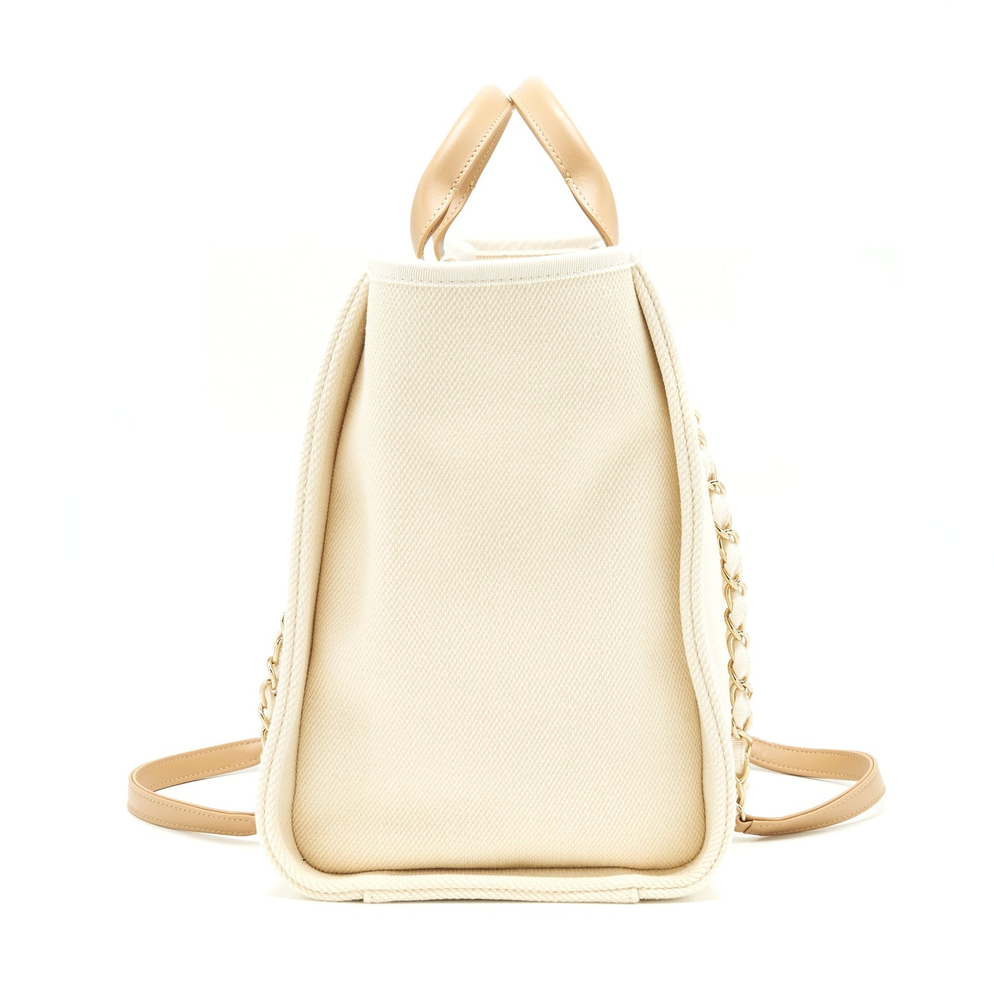 Chanel Deauville Tote Bag In Creamy White/ Beige GHW