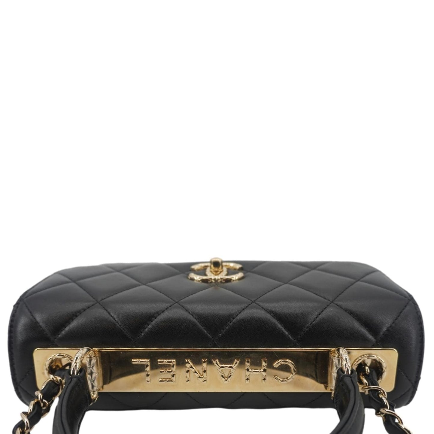 CHANEL Trendy CC Flap Quilted Leather Top Handle Shoulder Bag Black