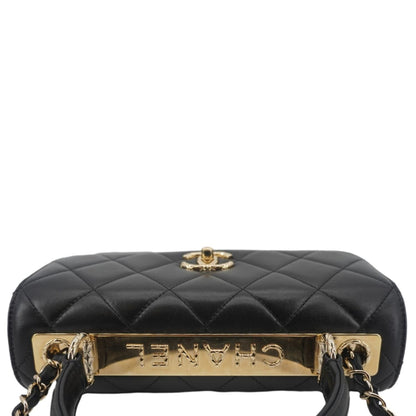 CHANEL Trendy CC Flap Quilted Leather Top Handle Shoulder Bag Black
