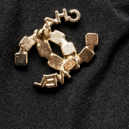 Chanel Letter and Square CC Earrings Light Gold Tone