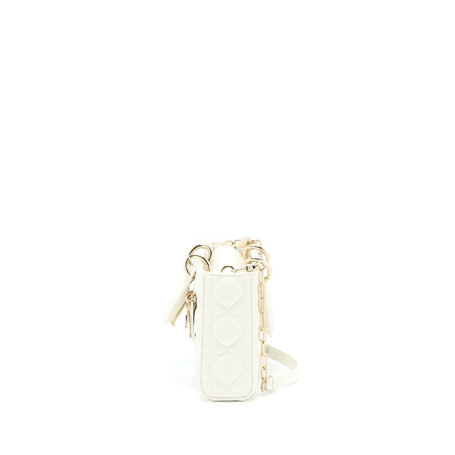 Dior Lady D-Joy Purse Latte Cannage Lambskin White