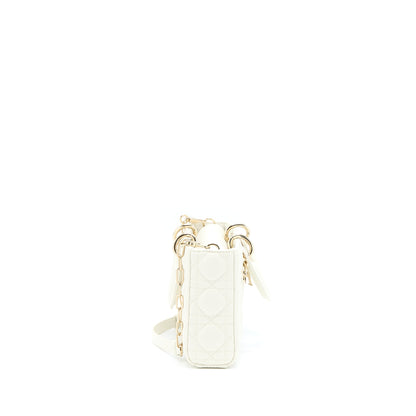 Dior Lady D-Joy Purse Latte Cannage Lambskin White