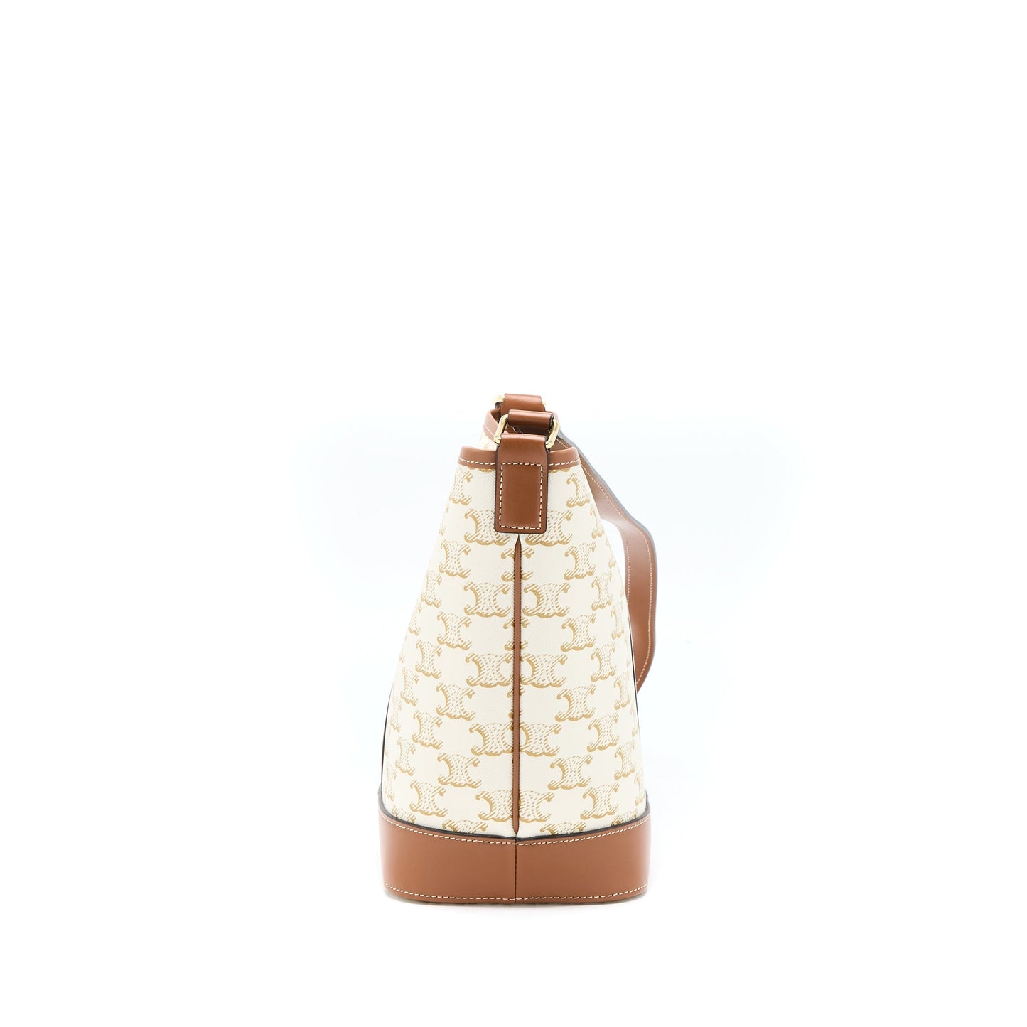 Celine Small Bucket Purse Triomphe Canvas/Calfskin White