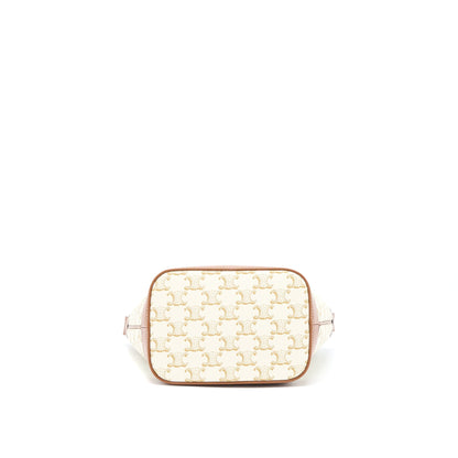 Celine Small Bucket Purse Triomphe Canvas/Calfskin White