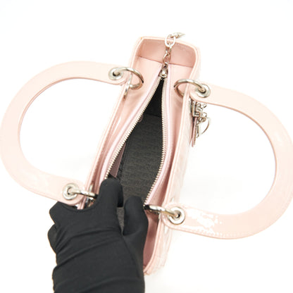 Dior Lady Dior Medium patent Leather pink with SHW