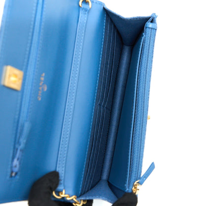 Chanel Pearl Crush Wallet On Chain Denim GHW (Microchip)