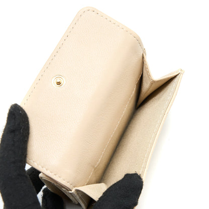 Chanel 19 Flap Compact Wallet Lambskin Beige GHW