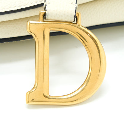 Dior Mini Saddle Purse Grained Calfskin White