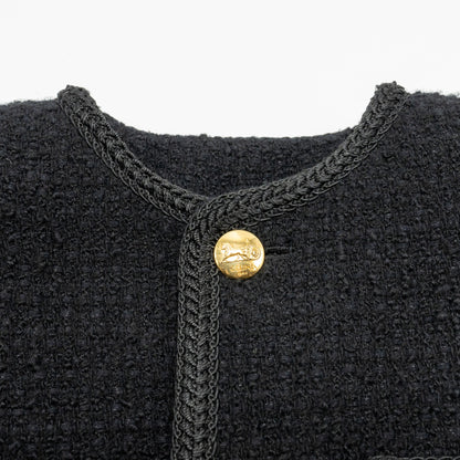 Celine Size 34 Chasseur Jacket Tweed Black