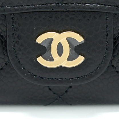 Chanel Classic Quilted Flap Card Holder Caviar Black GHW (Microchip)