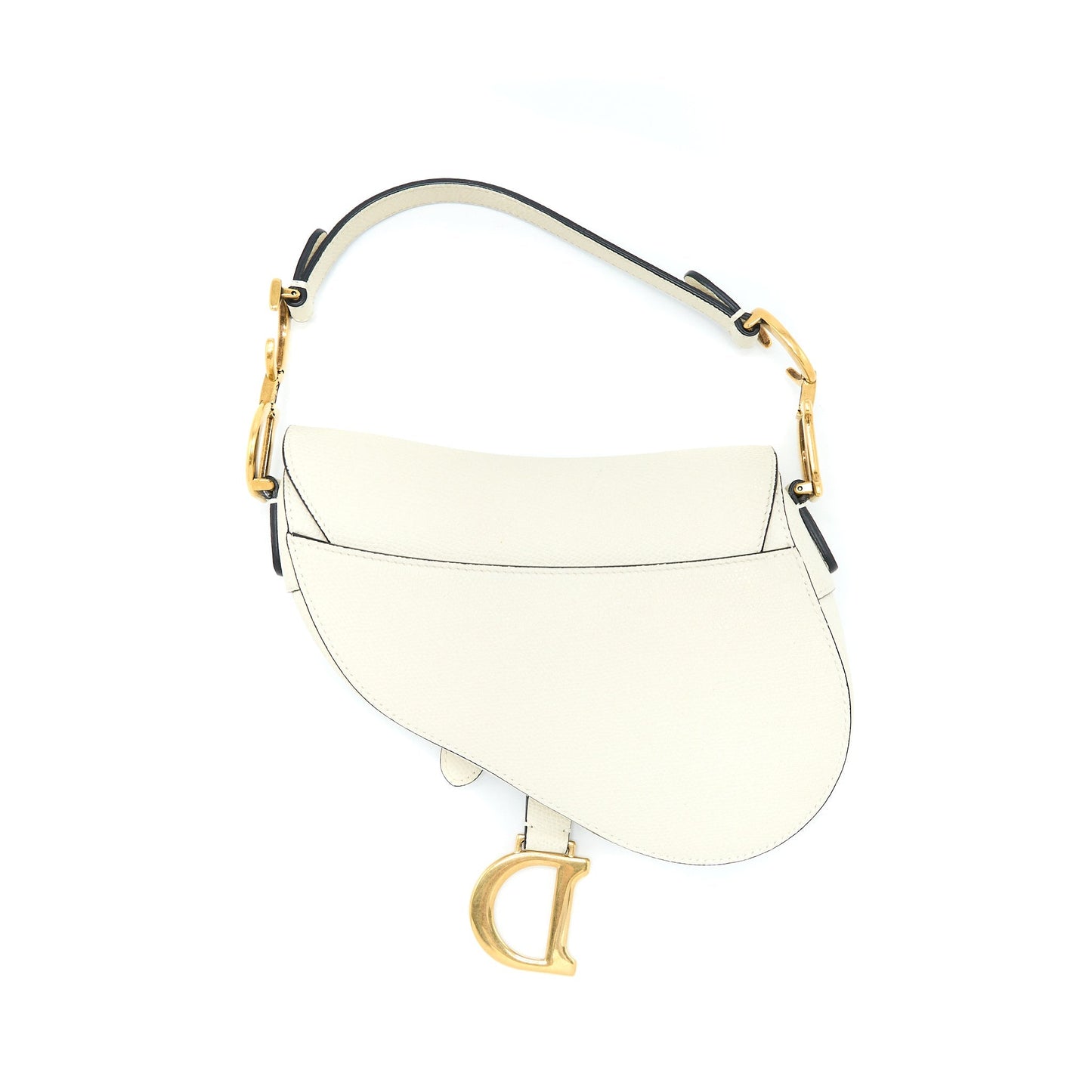 Dior Mini Saddle Purse Grained Calfskin White