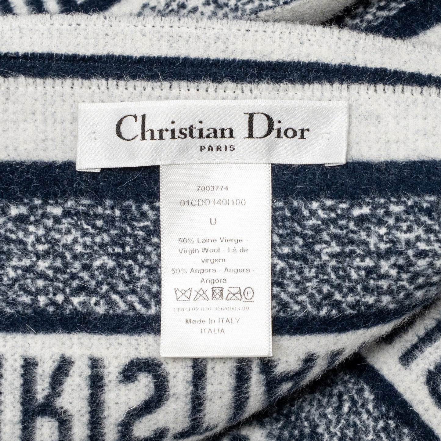 Dior 140 X 140 cm Oblique Blanket Virgin Wool/Angora Blue