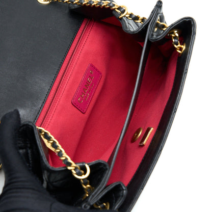 Chanel CC Logo Flap Bag Lambskin Black Multicolour Hardware (Microchip)