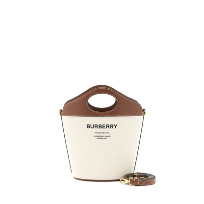 Burberry Bucket Purse Canvas/ Leather Beige/ Brown
