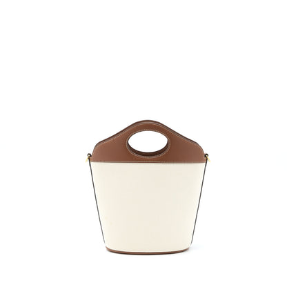Burberry Bucket Purse Canvas/ Leather Beige/ Brown