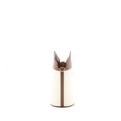 Burberry Bucket Purse Canvas/ Leather Beige/ Brown